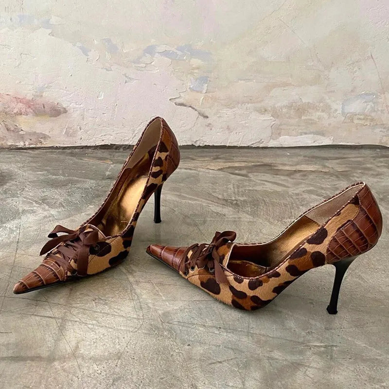 Multi Print Lace High Heel Pumps