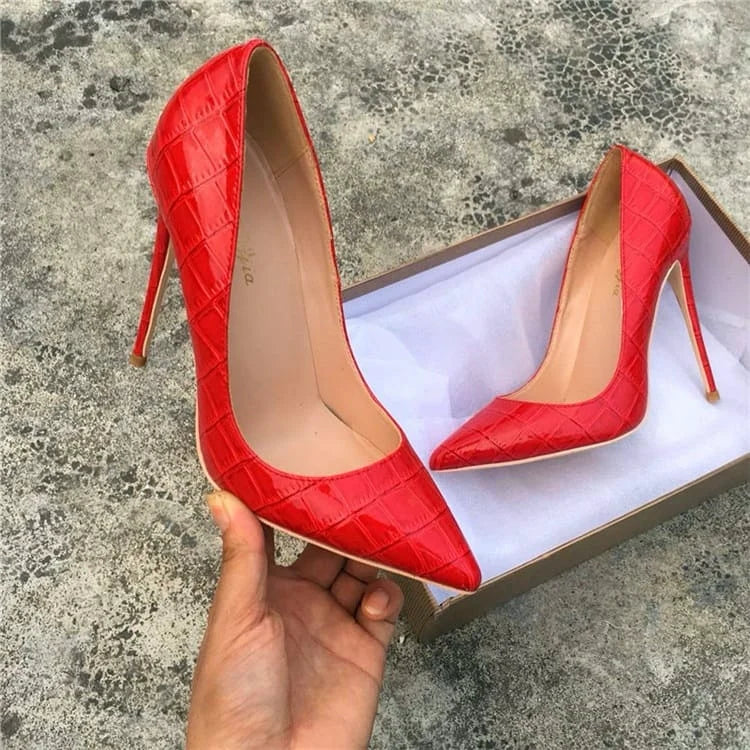 Embossed "Piaglle Follies" Stiletto Pumps Inspired By Christian Louboutin