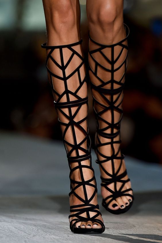 Diamond Cut Knee High Stiletto Gladiator Sandals Inspired By DSquared