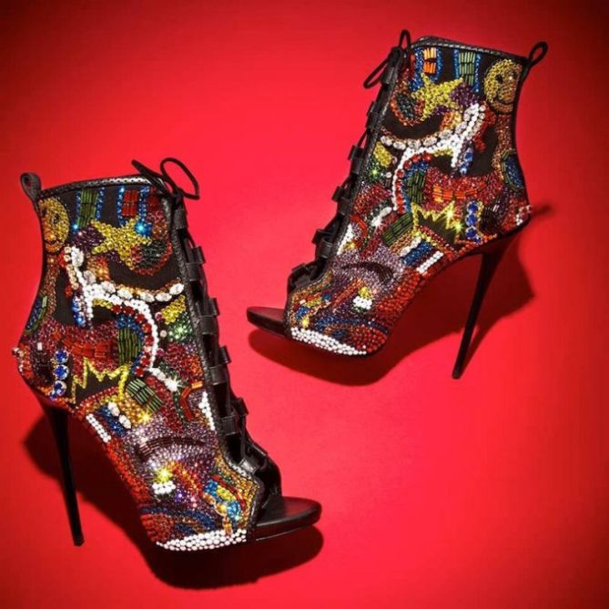 Crystal Covered Comic Booties Inspired By Giuseppe Zanotti