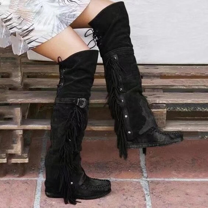 Over The Knee Tassel Boots