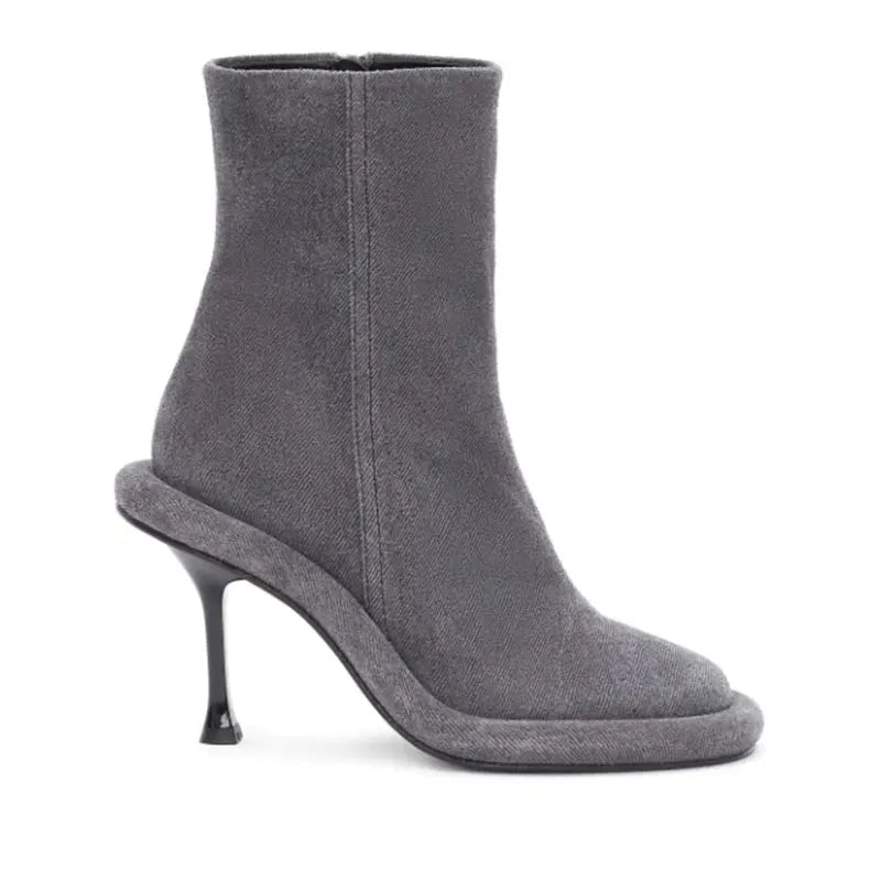 Tube Sole Zipper High Heel Ankle Boots