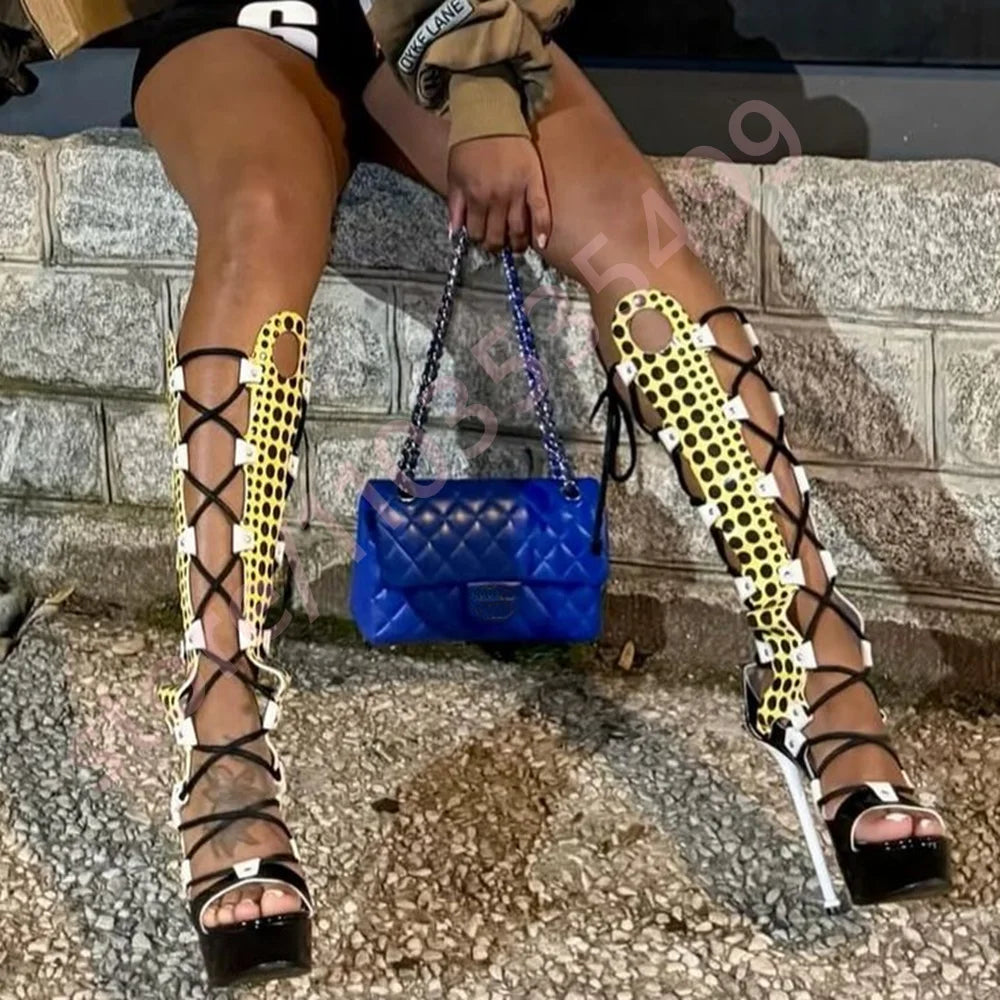 Lace-Up Gladiator High Heel Stiletto Sandals
