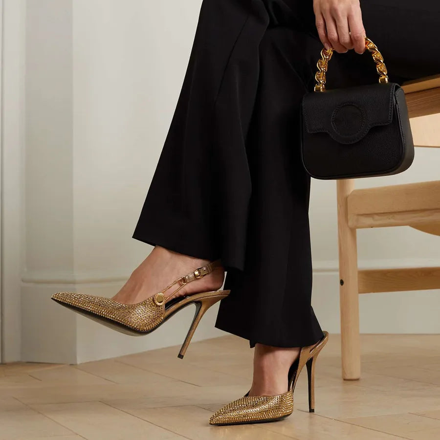 Safety Pin Detail Slingback High Heel Pumps