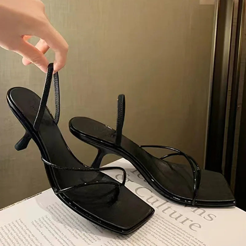 Strappy Slip On Kitten Heel Mules
