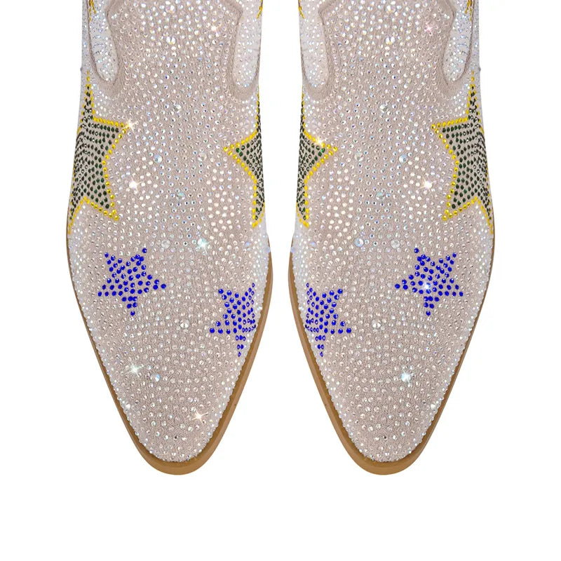Star Rhinestone Design Cowgirl Boots
