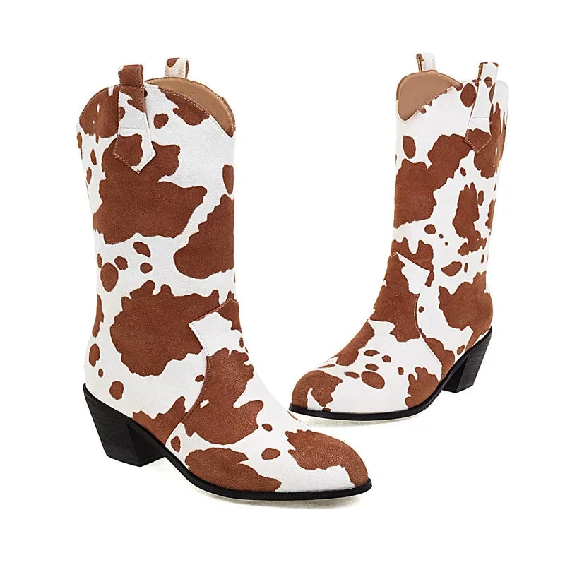 Cow Print Cowboy Boots