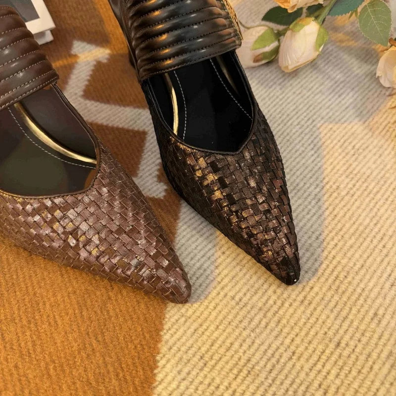 Thick Strap Pendent Block Heel Pumps