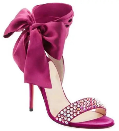 "Krystal Du Desert" Bow Ankle Wrap High Heel Sandals Inspired By Christian Louboutin