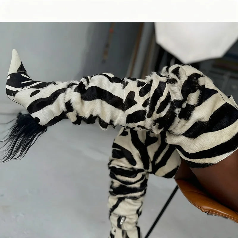 Cow Print Thigh High Boot