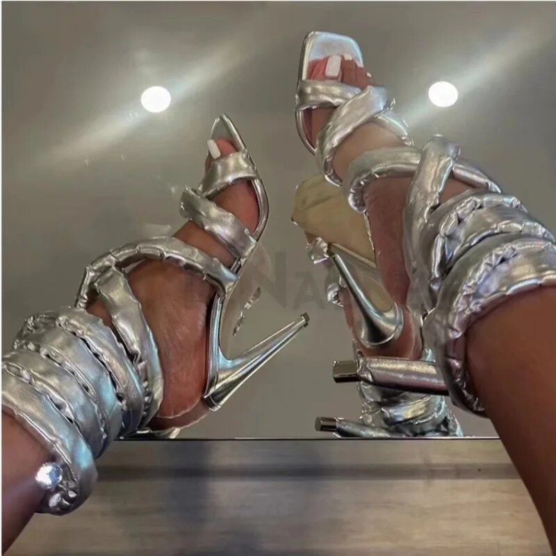 Wrap Around Tie Up High Heel Sandals