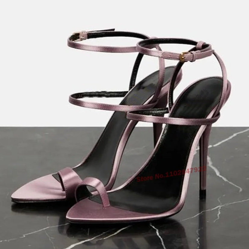 "Dive" Double Strap Stiletto High Heel Sandals Inspired By Saint Laurent