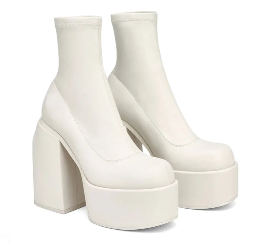 Modern Platform Heel Ankle Boots