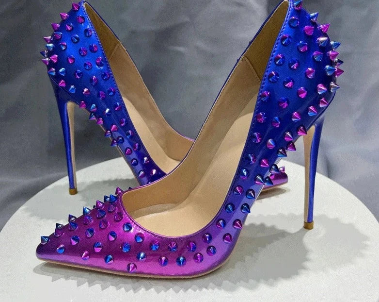 "Rose Digitale" Gradient Rivet Stud Stiletto High Pumps Inspired By Christian Louboutin
