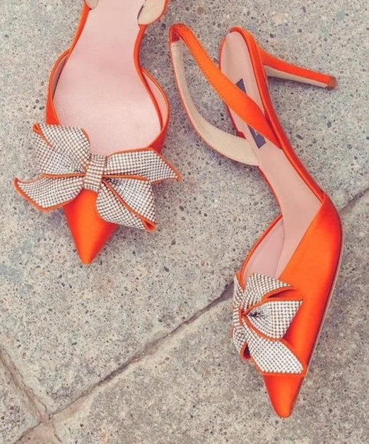 Crystal Bow Slingback High Heel Pumps Inspired By Jimmy Choo