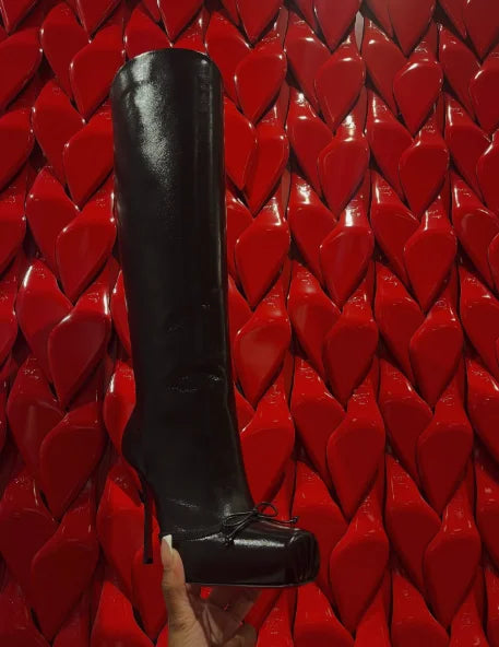 "Cassia Nodo" Black High Heel Stiletto Boots Inspired By Christian Louboutin