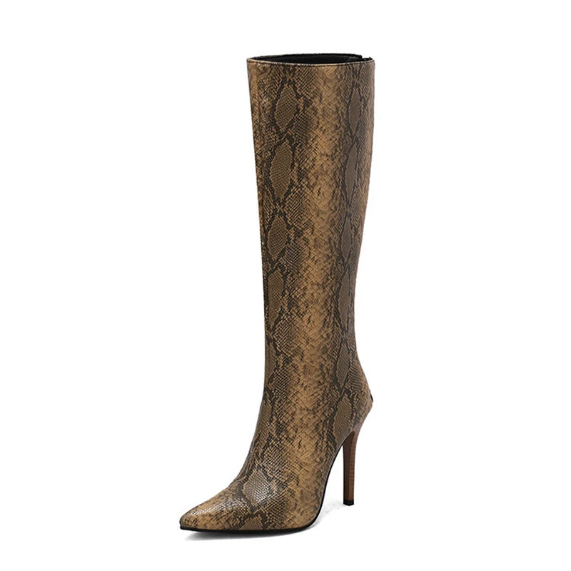 Assorted Snake Print High Heel Boots