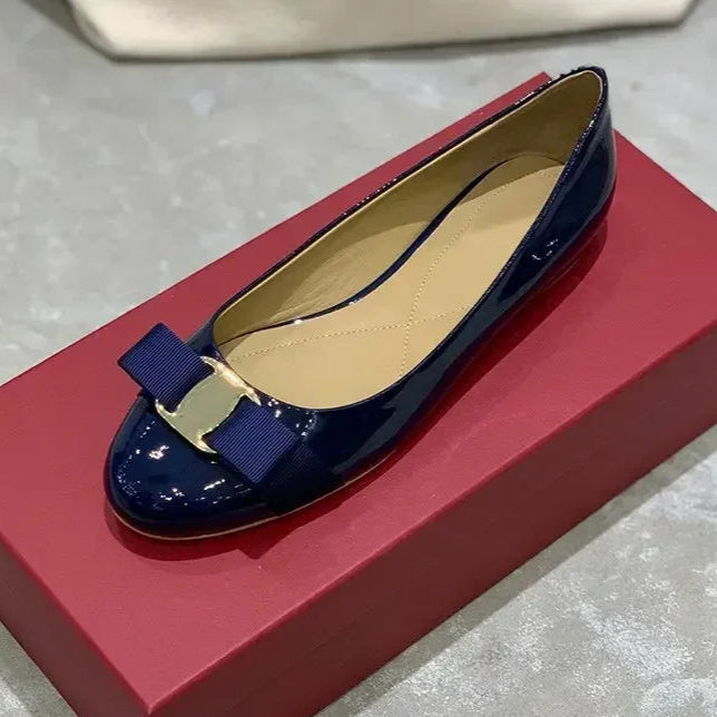 "Salvatore" Gold Detail Ballerina Flats Inspired By Ferragamo