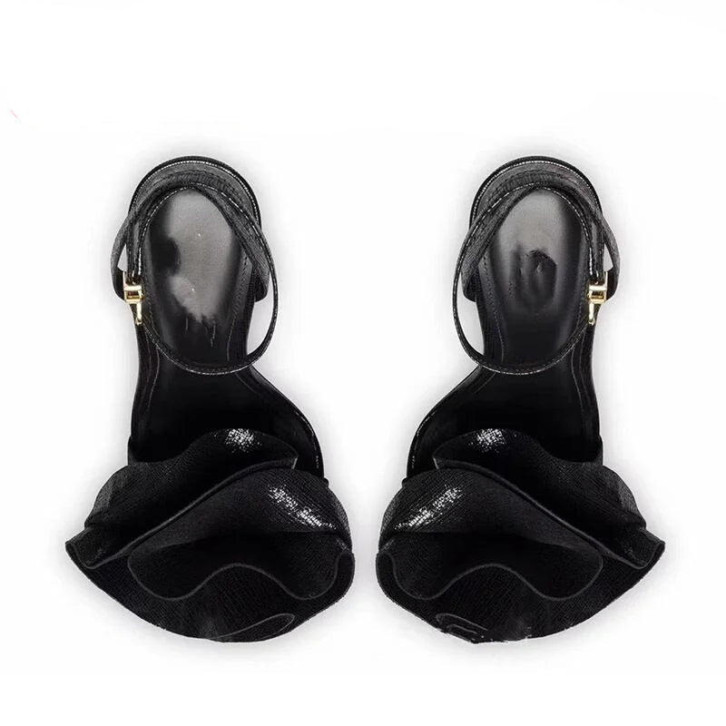 Ruffle Detail High Heel Sandals