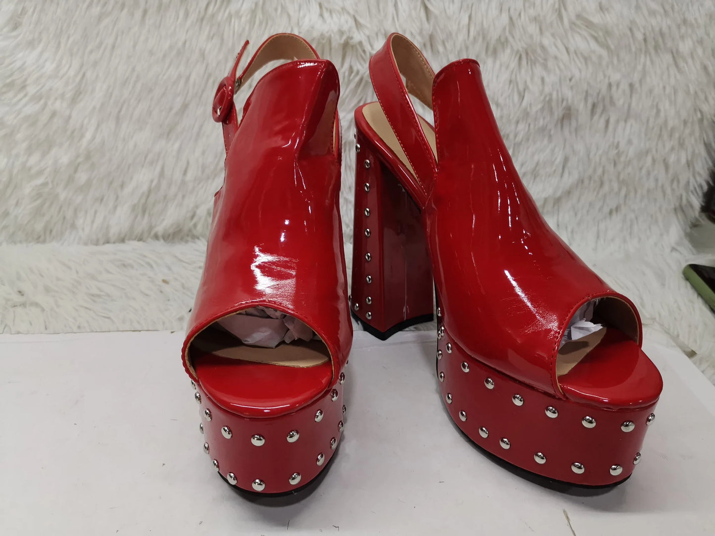 Rivet Chunky High Heel Platform Sandals