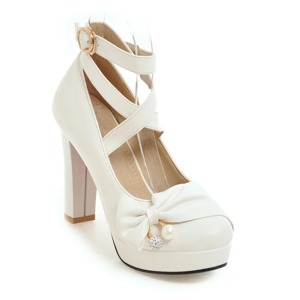 Bow Strap High Heel Pumps