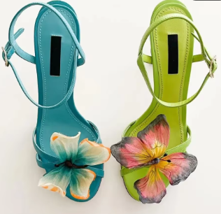 Flower Butterfly High Heel Sandals