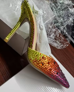 "Saeda" Crystals Embellished Ankle Chain Pumps Inspired by Jimmy Choo