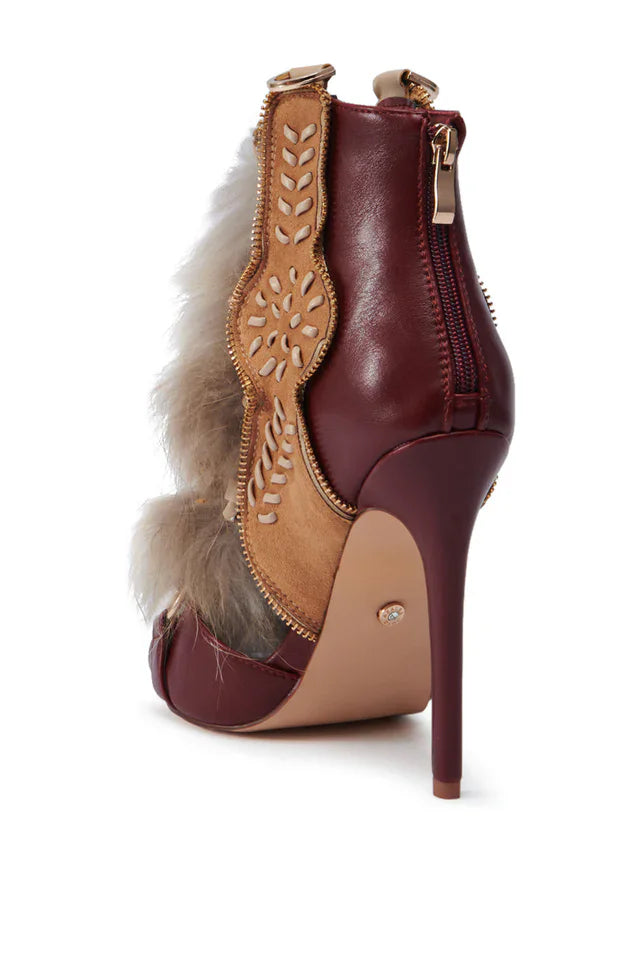 Furry Belt Buckle High Heel Ankle Boot