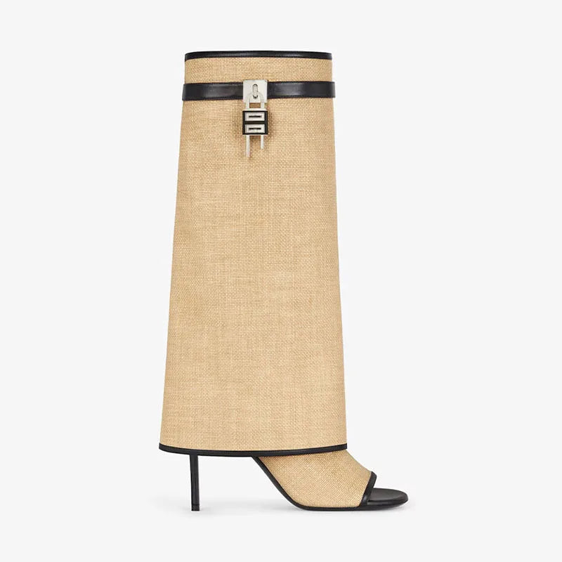 Shark Lock Knee High Boots Inspired By Givenchy