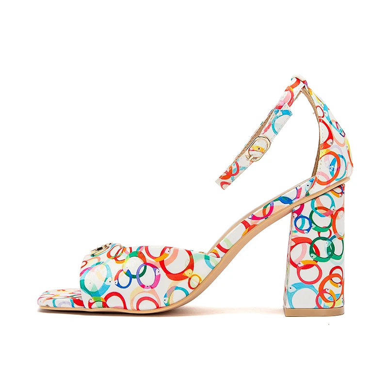 Initial Detail Block Heel Mule Sandals