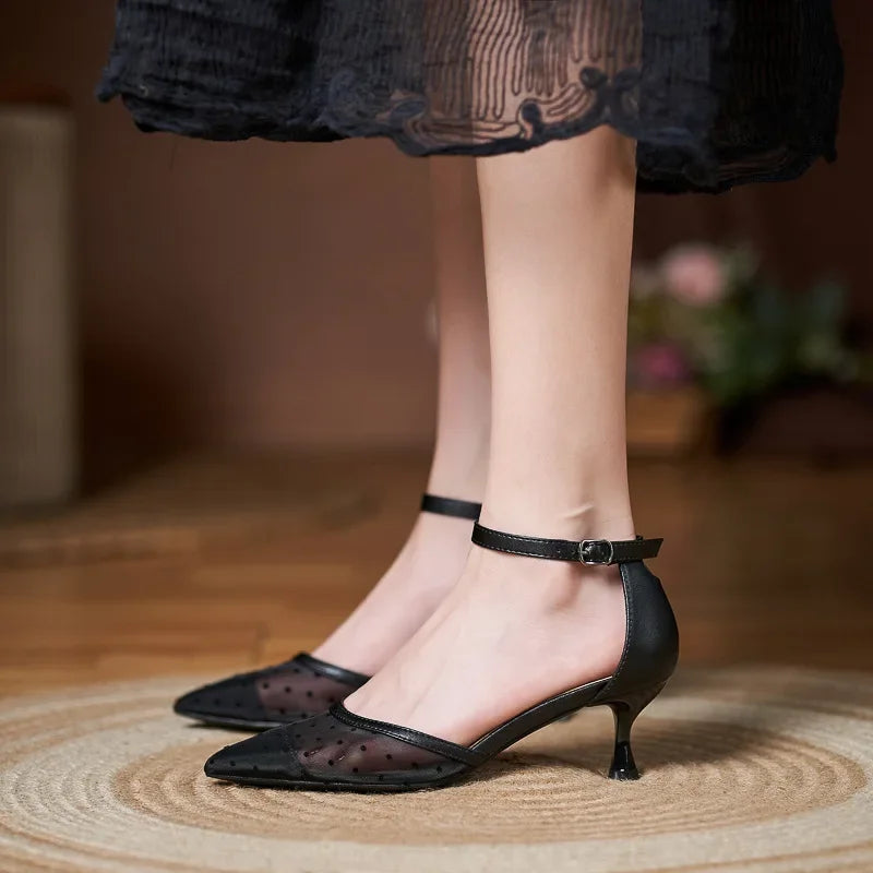 Mesh Polka-Dot Pumps