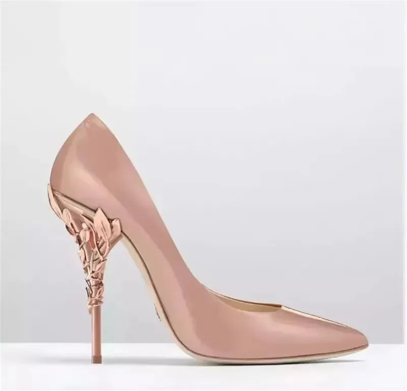 Rose Gold Leaves High Heel Pumps