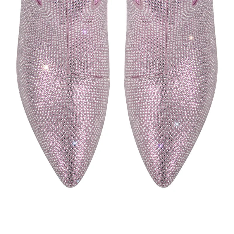 Sparkly Rhinestone Cowboy High Heel Boots
