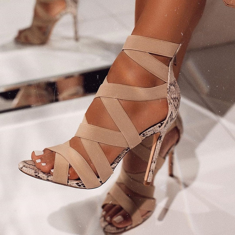 Patchwork Mixed High Heels Sandals - Sansa Costa