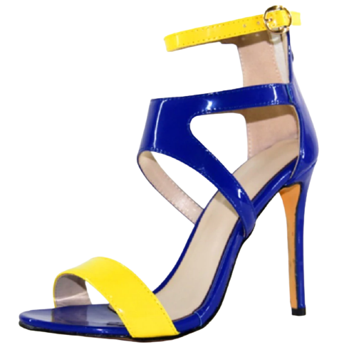 Blue and Yellow Cut Out Strappy Sandals – Sansa Costa