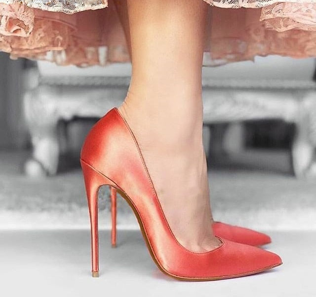 Glossy Silk Satin High Heel Pumps- Sansa Costa