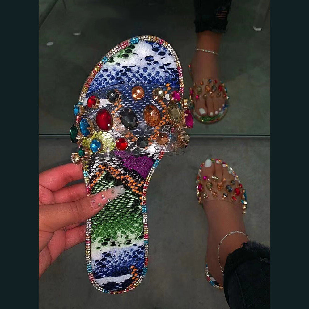Gemstone Rhinestones Sandals- Sansa Costa