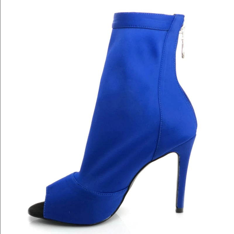 Peep Toe Stiletto Ankle Boots - Sansa Costa