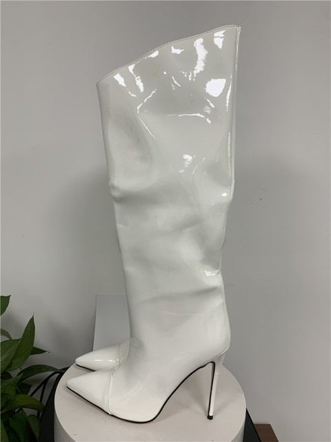 Metallic Knee-High Stiletto Boots - Sansa Costa