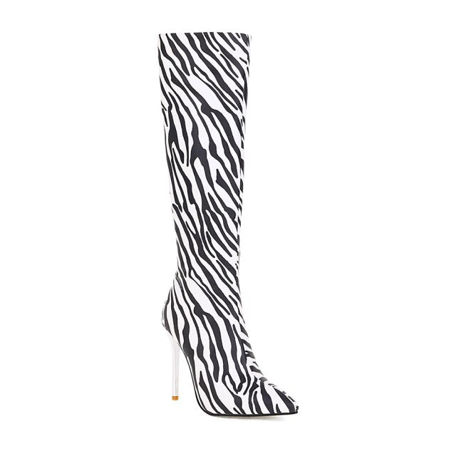 Zebra Pattern Stiletto Boots- Sansa Costa