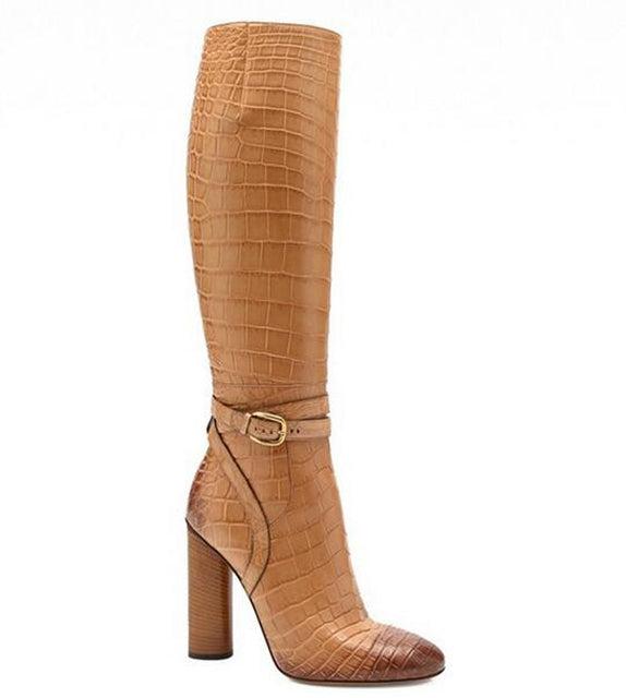 Knee-high Square Heel Boots- Sansa Costa
