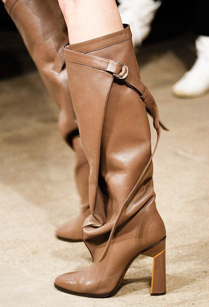 Baggy Buckle Block Heel High Heel Boots