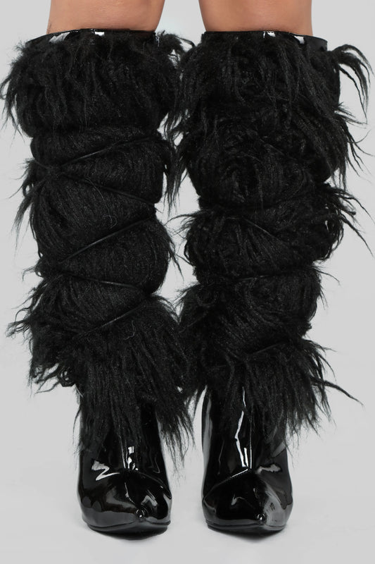 Feather Knee Length High Heel Boots