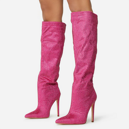 Hot Pink Rhinestone Boots