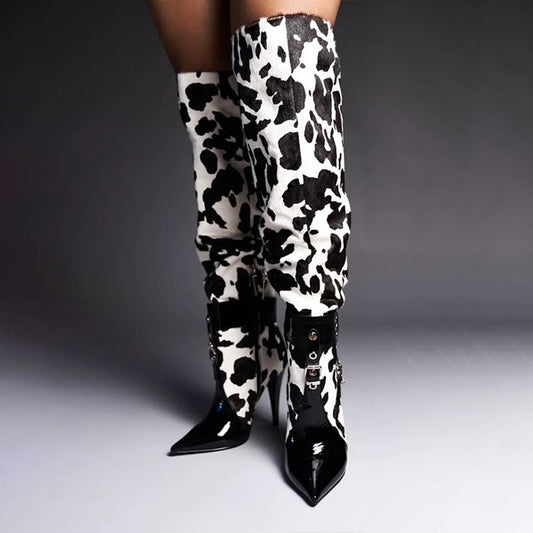 Cowgirl Over The Knee High Heel Boots