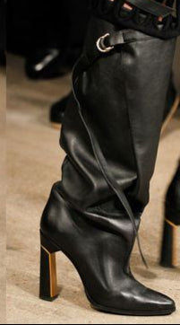 Baggy Buckle Block Heel High Heel Boots