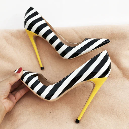 Zebra Stripe Pattern High Heel Pumps