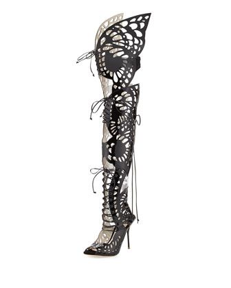Butterfly Cut Out Design Lace Up Stiletto Sandals