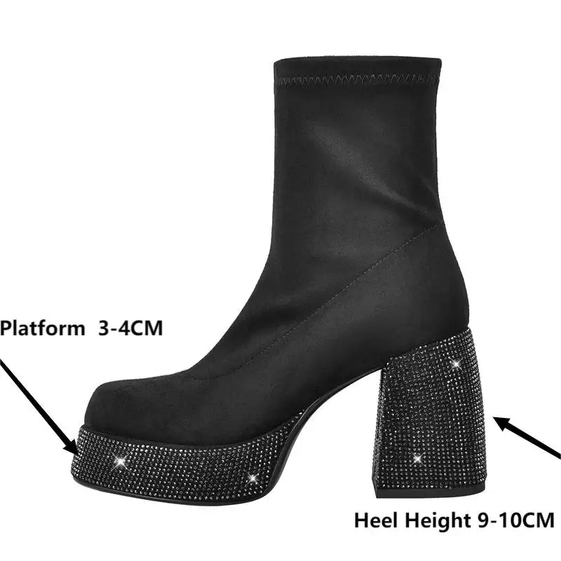 Rhinestone Platform Ankle Boots Inspired by Aldo