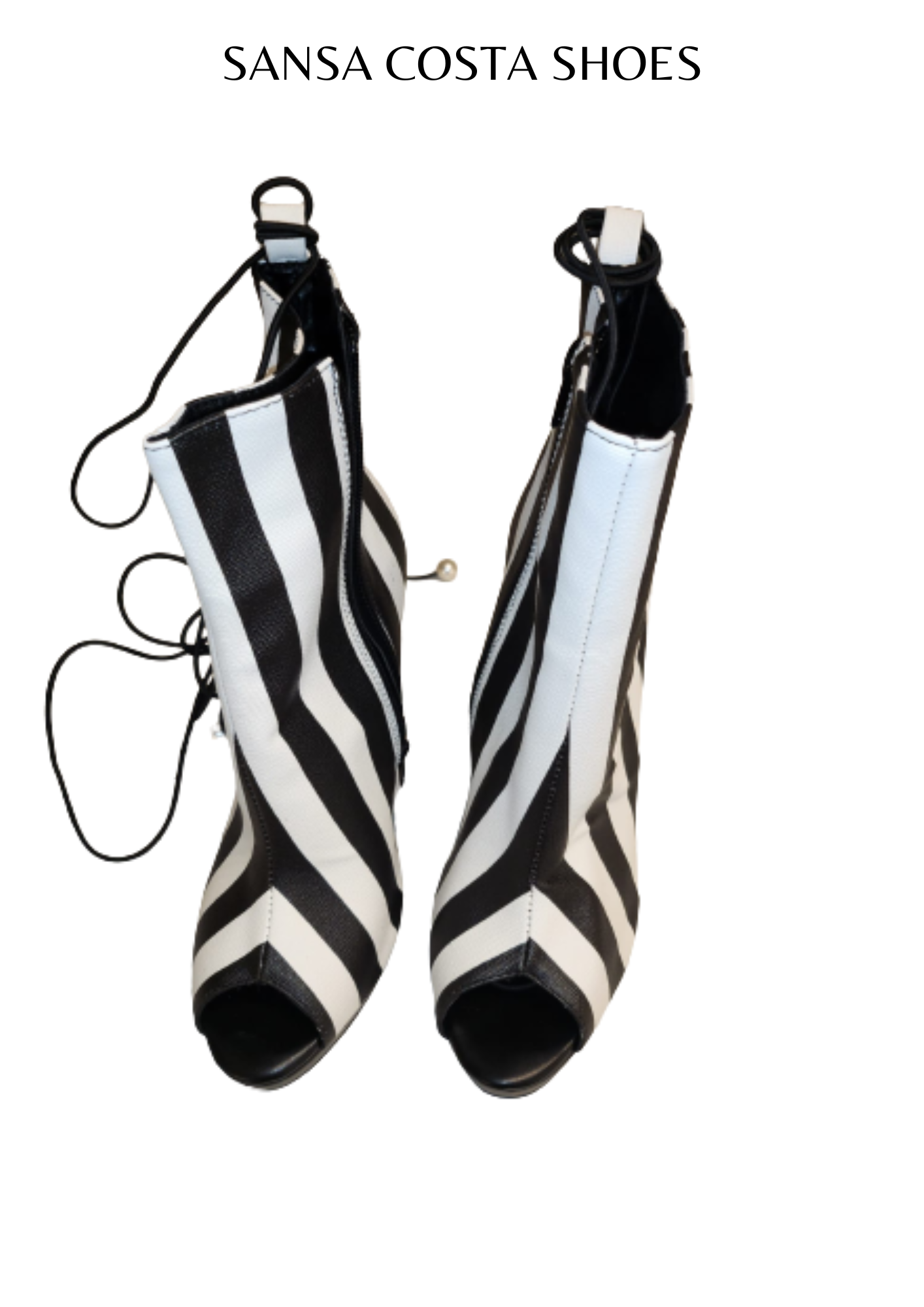 Clearance - Vertical Zebra White Ankle Boots